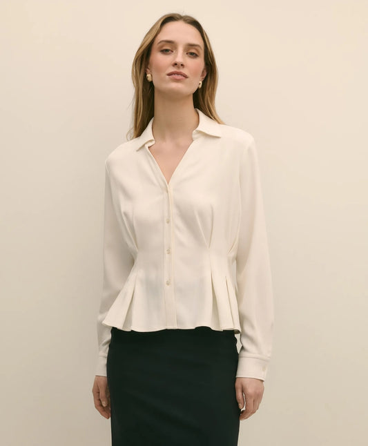 Viscose Pleated Peplum Blouse Sale