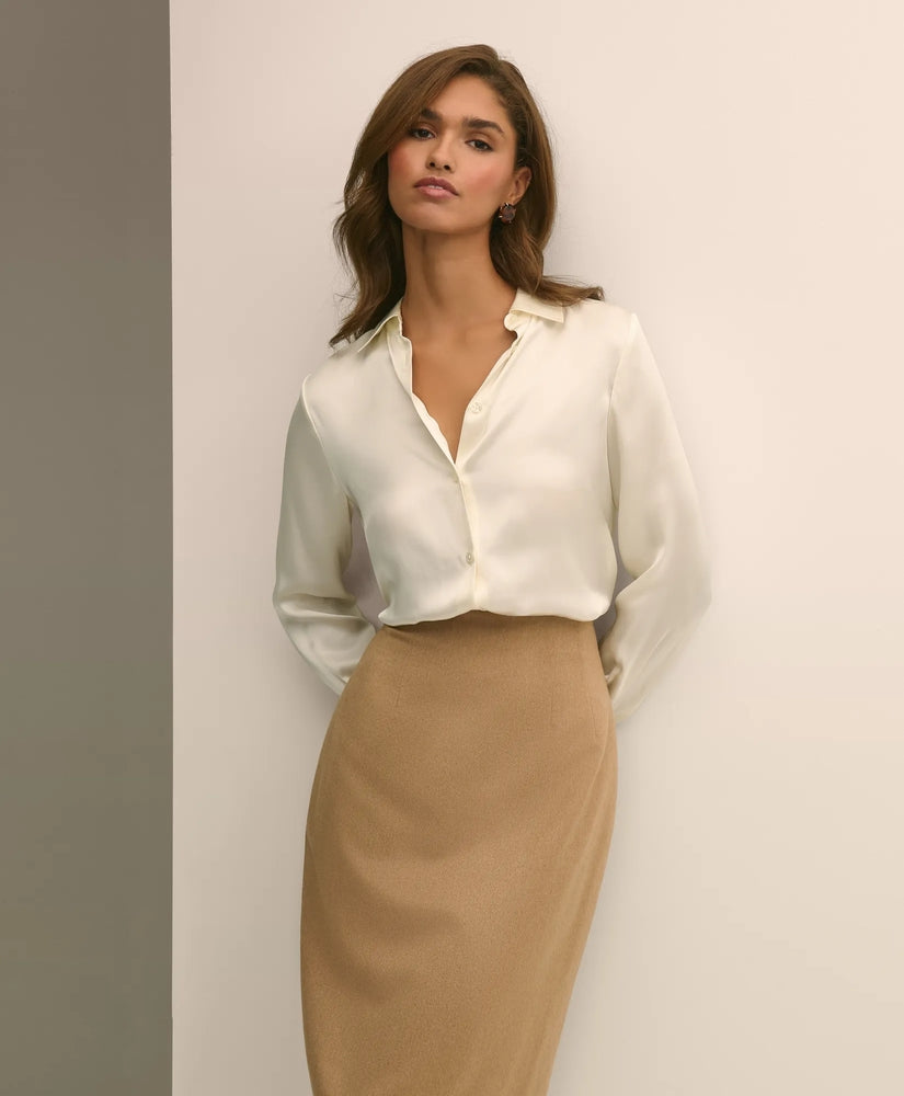 Relaxed Fit Silk Charmeuse Blouse Shirts