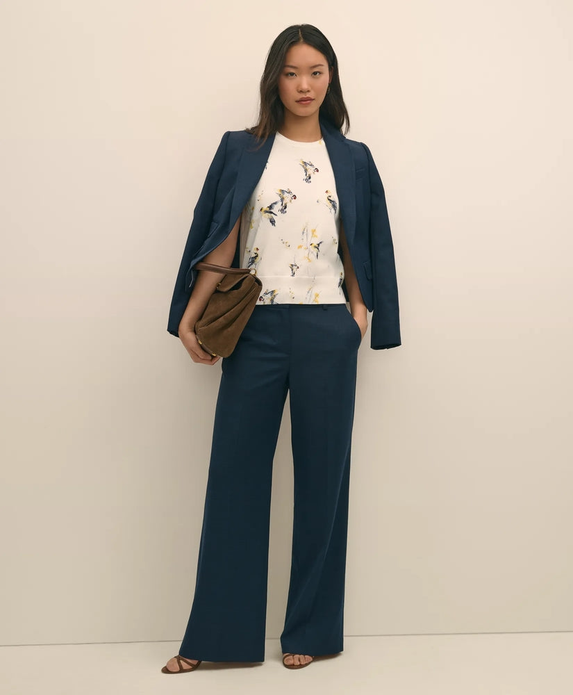 Wool Blend Hopsack Wide-Leg Pants Sale