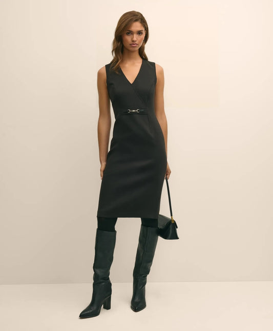 Wool Blend Horsebit-Trim Sheath Dress Sale