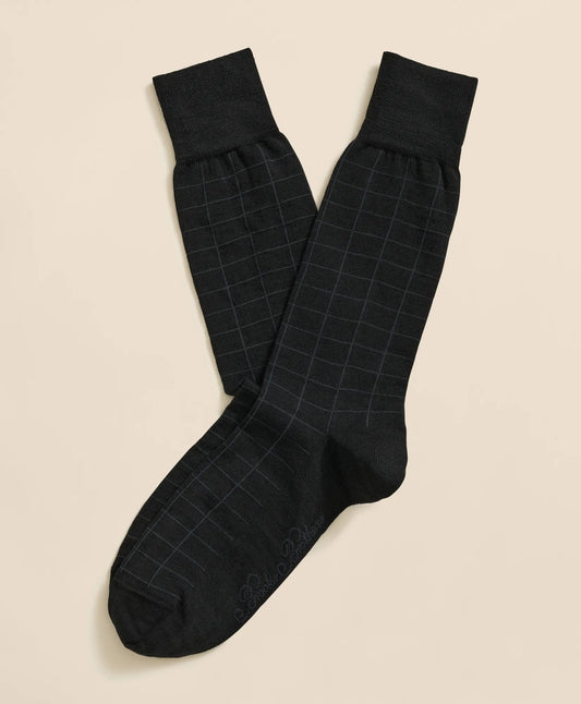 Wool-Blend Windowpane Socks Men