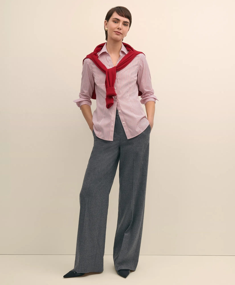 Wool Flannel High Waisted Wide-Leg Pant Women