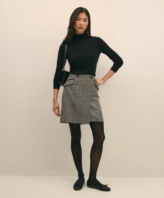 Wool Multi-Check Wrap Mini Skirt Sale