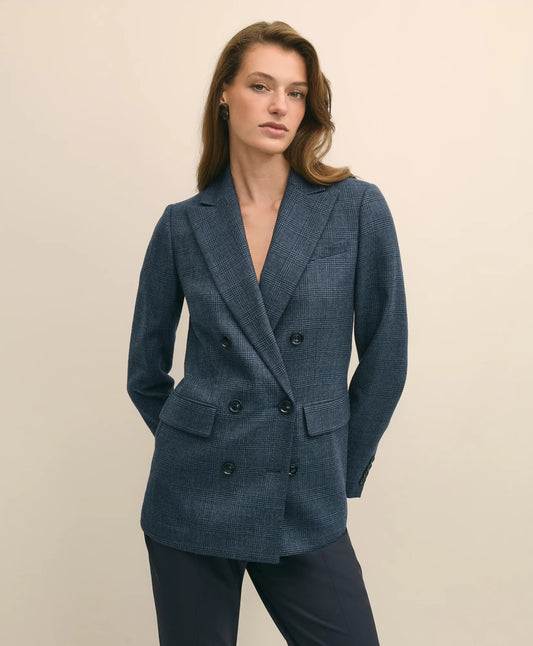 Wool Plaid Double-Breasted Jacket Women