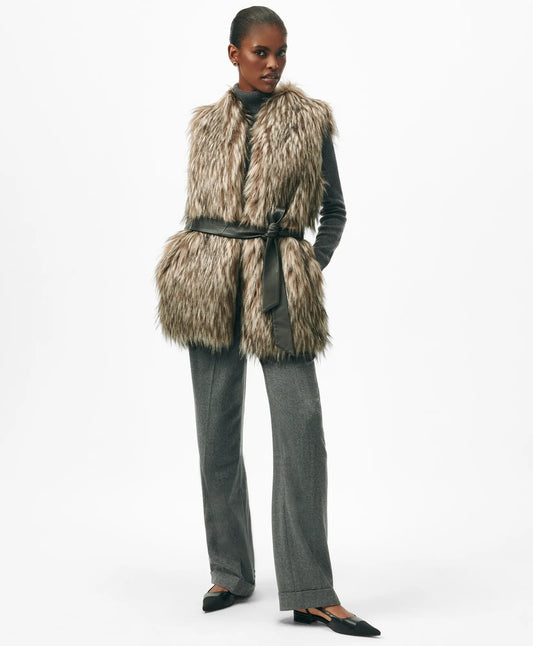 Belted Faux Fur Vest Sale