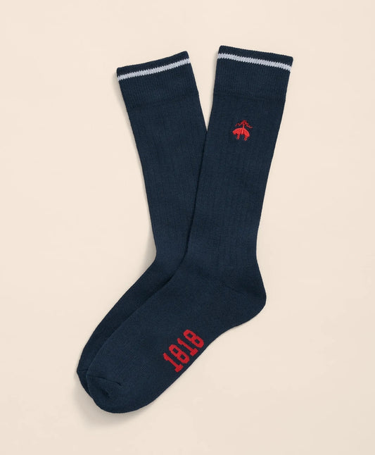 Cotton Blend Contrast Tipped Ribbed Socks with Golden Fleece Men