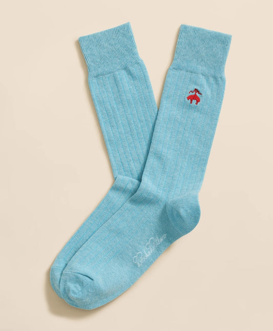 Cotton Blend Ribbed Socks with Embroidered Golden Fleece Men