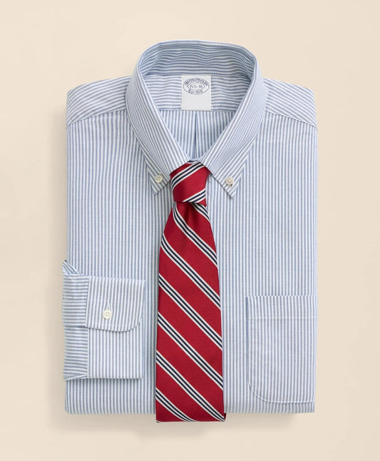 American-Made Oxford Cloth Button-Down Stripe Dress Shirt Men