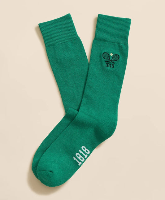 Cotton Blend Ribbed Socks with Embroidered Tennis Racquets Men