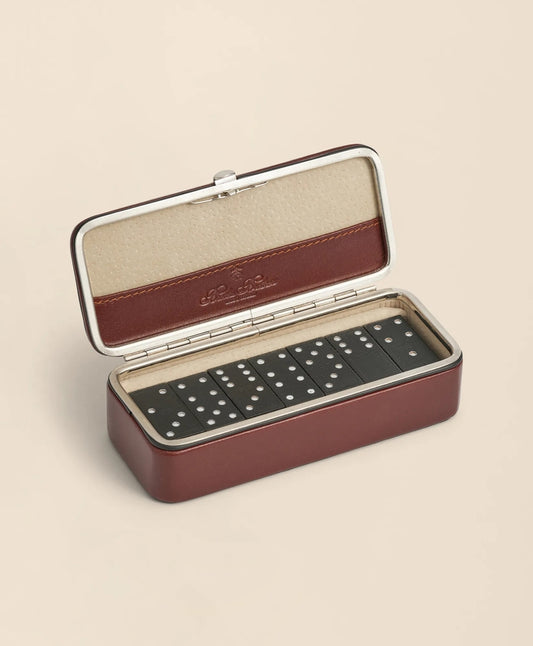 Travel Dominoes Game With Calfskin Case Men
